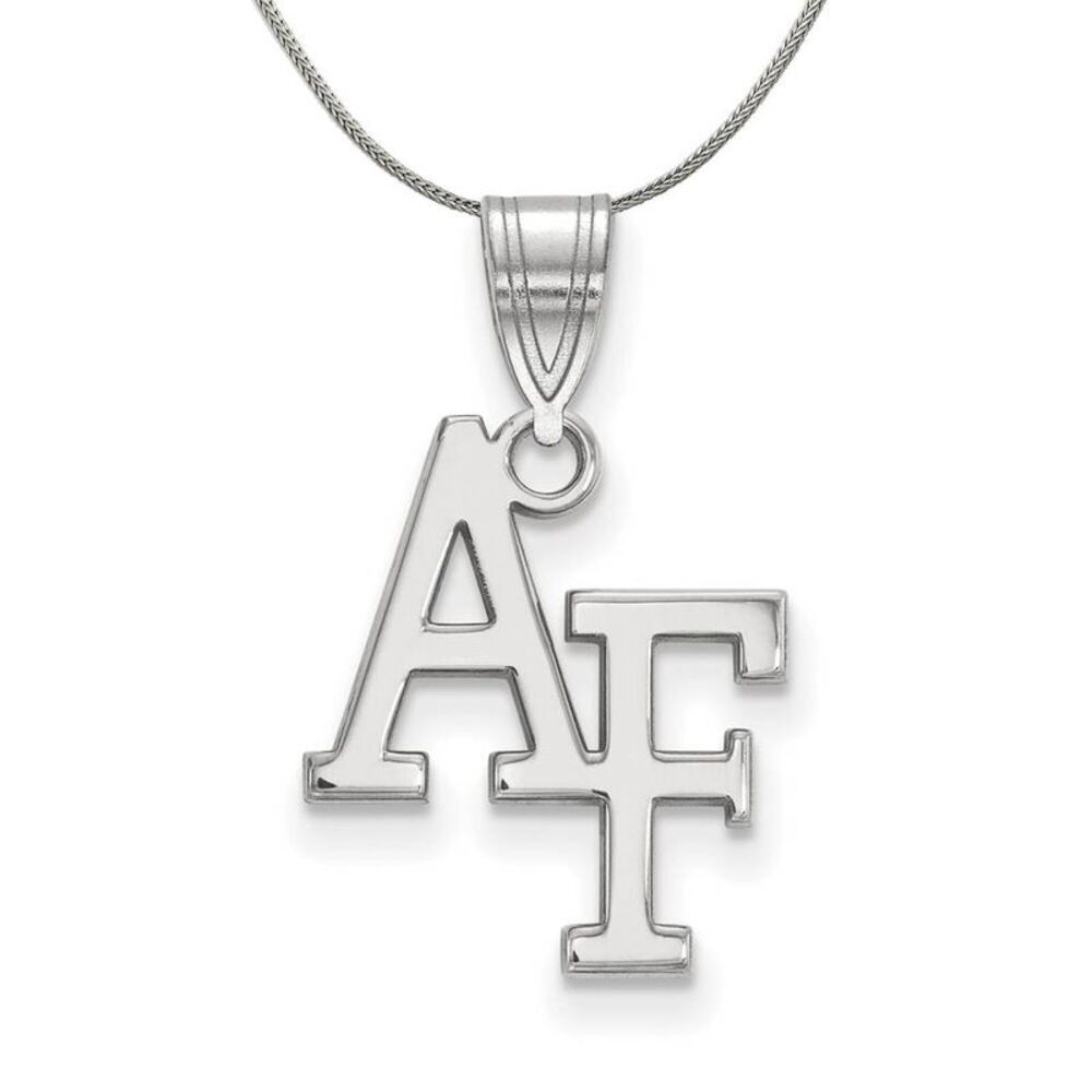 Sterling Silver Air Force Academy Medium 'AF' Necklace - 24 Inch